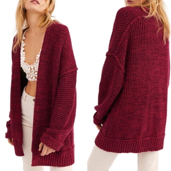 Free People‎ Women’s Cardigan Chunky Knit Sweater Long Sleeve Size M
